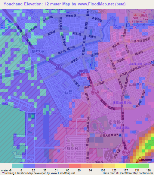 Youchang,Taiwan Elevation Map