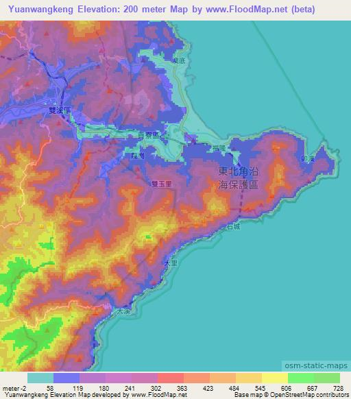 Yuanwangkeng,Taiwan Elevation Map
