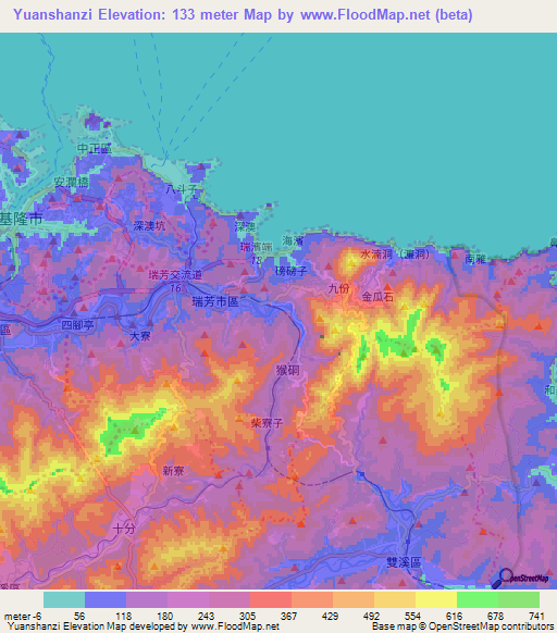 Yuanshanzi,Taiwan Elevation Map