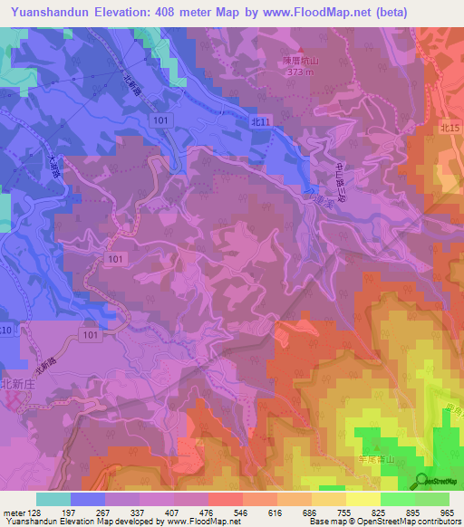 Yuanshandun,Taiwan Elevation Map