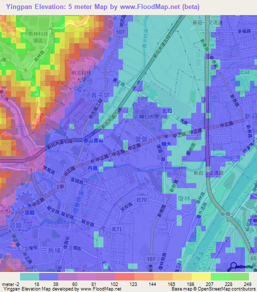Yingpan,Taiwan Elevation Map