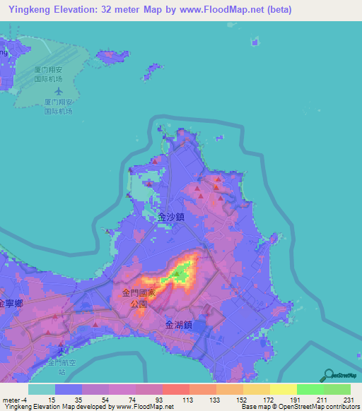 Yingkeng,Taiwan Elevation Map
