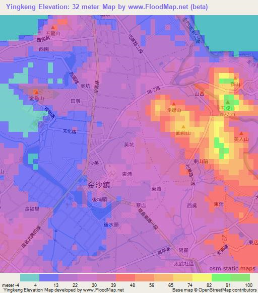 Yingkeng,Taiwan Elevation Map