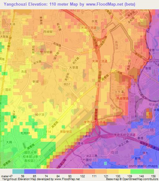 Yangchouzi,Taiwan Elevation Map