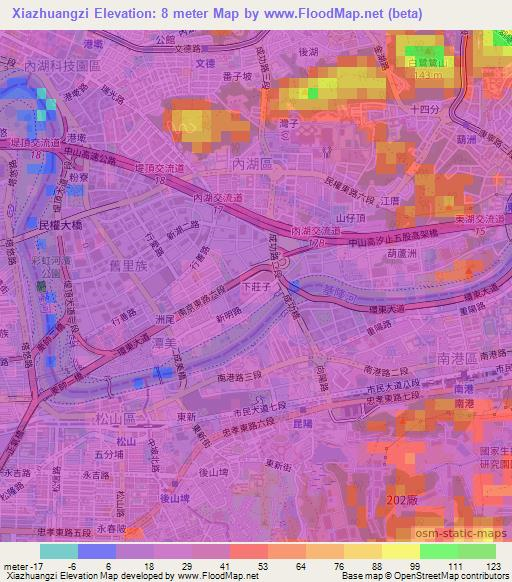 Xiazhuangzi,Taiwan Elevation Map