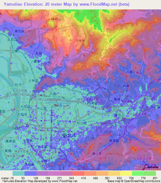 Yamuliao,Taiwan Elevation Map