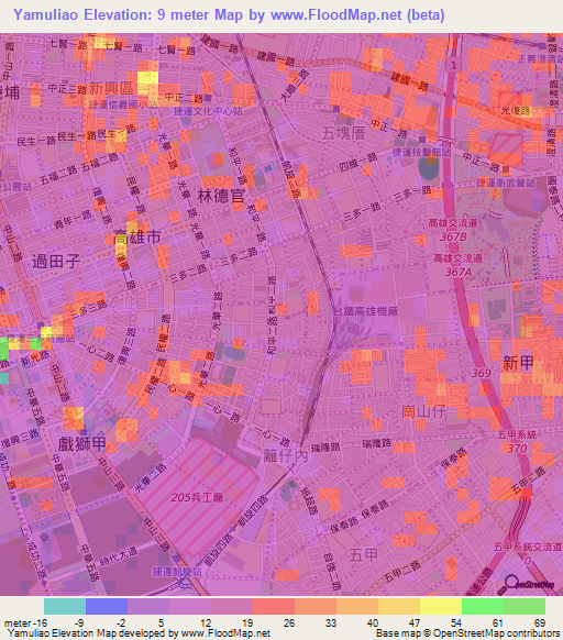 Yamuliao,Taiwan Elevation Map