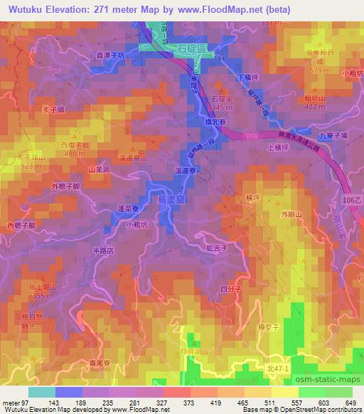 Wutuku,Taiwan Elevation Map