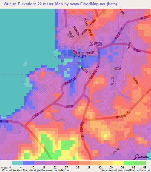 Wucuo,Taiwan Elevation Map