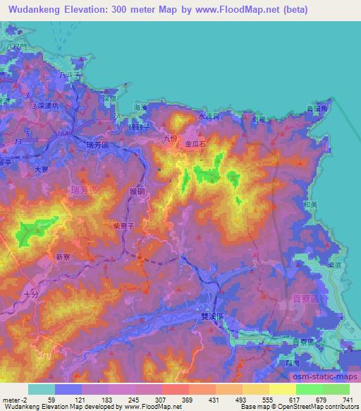 Wudankeng,Taiwan Elevation Map