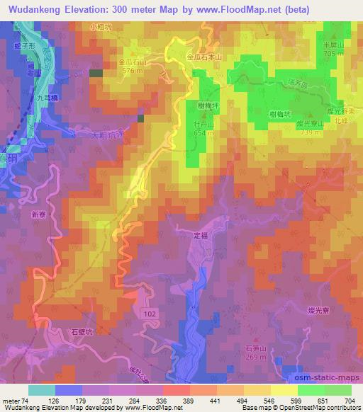 Wudankeng,Taiwan Elevation Map