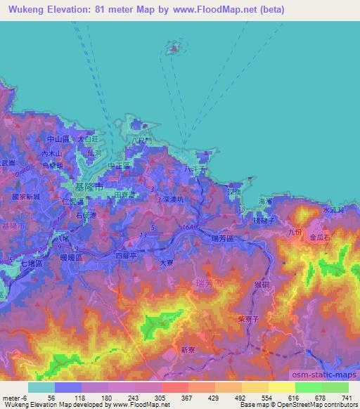 Wukeng,Taiwan Elevation Map