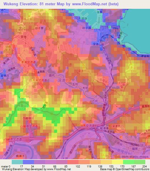 Wukeng,Taiwan Elevation Map
