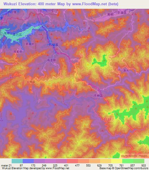 Wukuzi,Taiwan Elevation Map