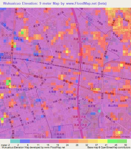 Wukuaicuo,Taiwan Elevation Map
