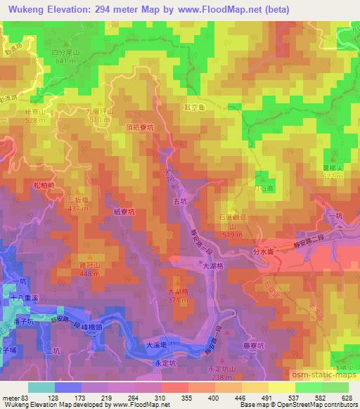 Wukeng,Taiwan Elevation Map