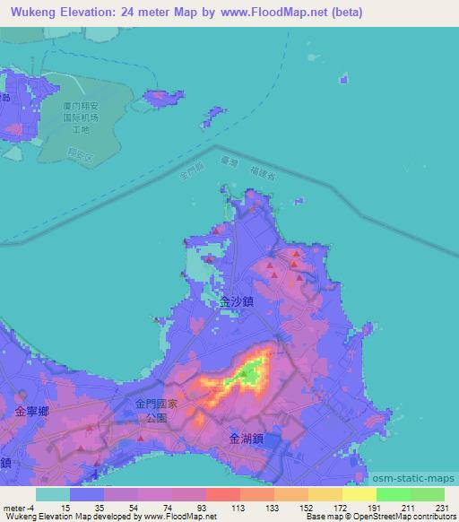 Wukeng,Taiwan Elevation Map