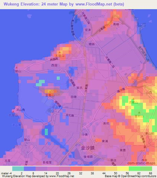 Wukeng,Taiwan Elevation Map