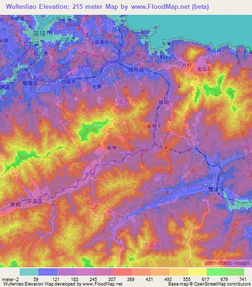 Wufenliao,Taiwan Elevation Map
