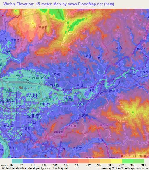 Wufen,Taiwan Elevation Map