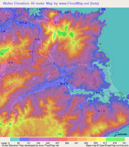 Wufen,Taiwan Elevation Map