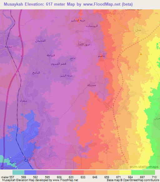 Musaykah,Syria Elevation Map