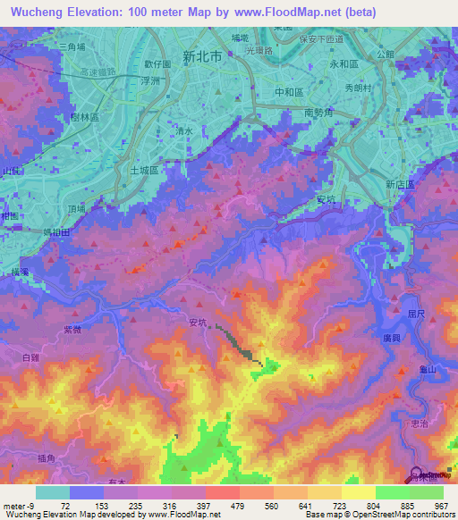 Wucheng,Taiwan Elevation Map