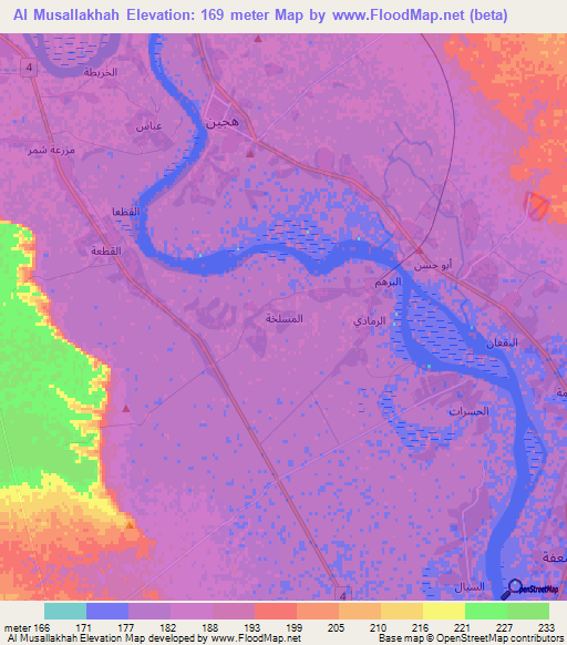 Al Musallakhah,Syria Elevation Map