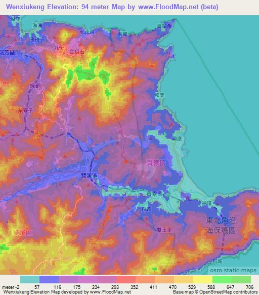 Wenxiukeng,Taiwan Elevation Map