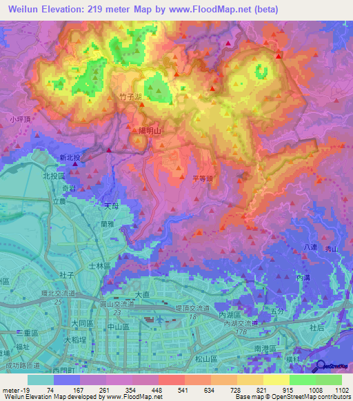 Weilun,Taiwan Elevation Map