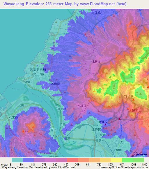 Wayaokeng,Taiwan Elevation Map