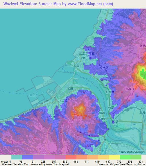 Waziwei,Taiwan Elevation Map