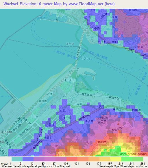 Waziwei,Taiwan Elevation Map