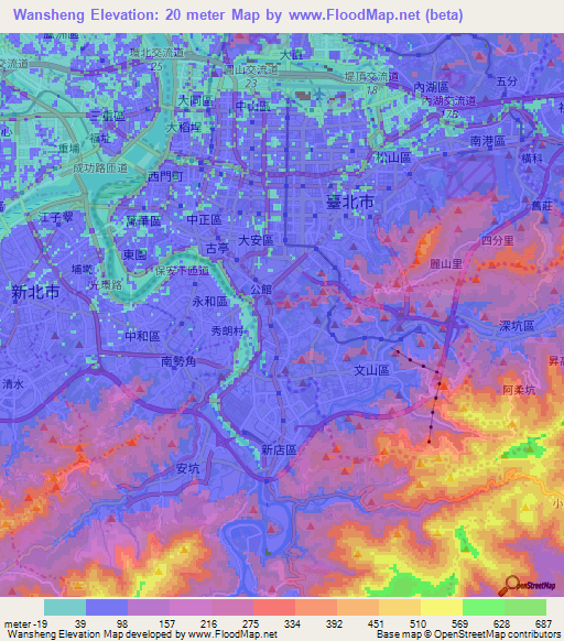 Wansheng,Taiwan Elevation Map