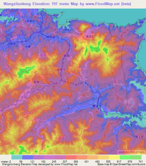 Wangzilunkeng,Taiwan Elevation Map