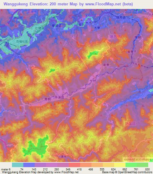 Wanggukeng,Taiwan Elevation Map