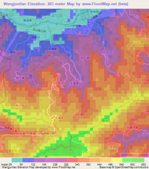 Wangjunliao,Taiwan Elevation Map
