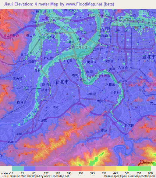 Jisui,Taiwan Elevation Map