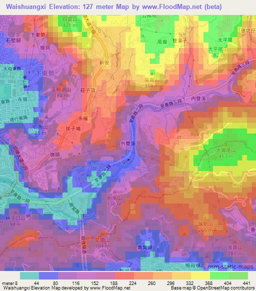Waishuangxi,Taiwan Elevation Map