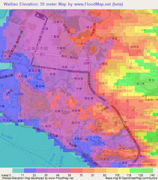 Wailiao,Taiwan Elevation Map