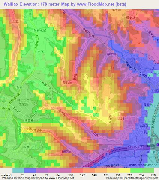 Wailiao,Taiwan Elevation Map