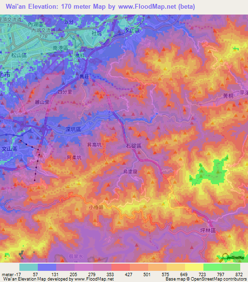 Wai'an,Taiwan Elevation Map