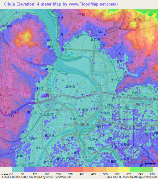 Cihua,Taiwan Elevation Map