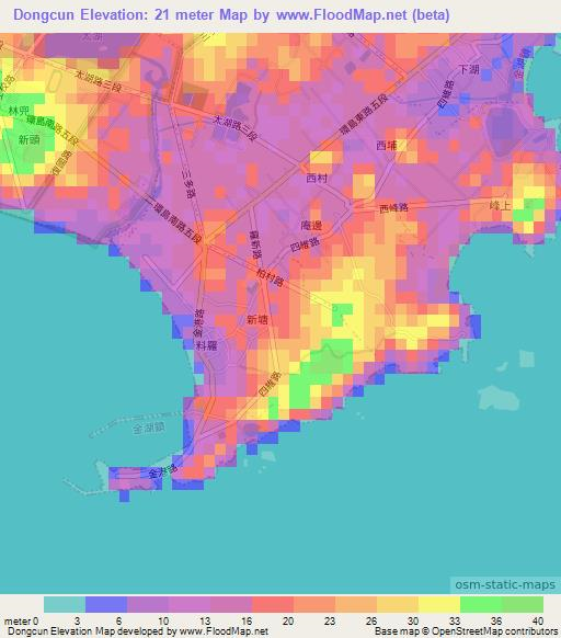 Dongcun,Taiwan Elevation Map