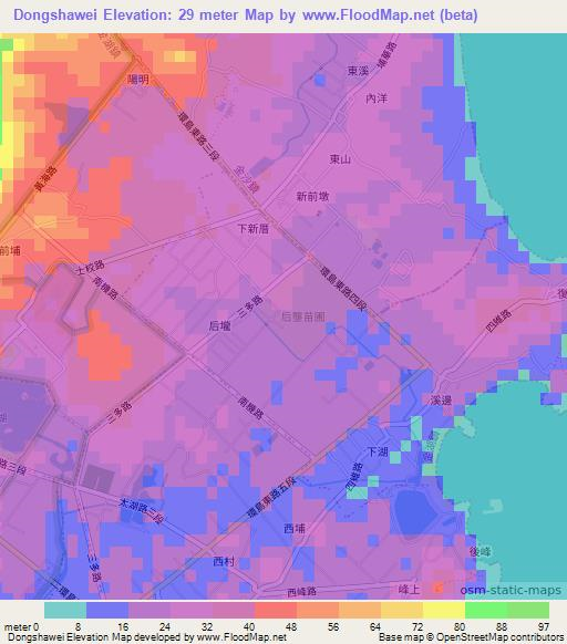 Dongshawei,Taiwan Elevation Map