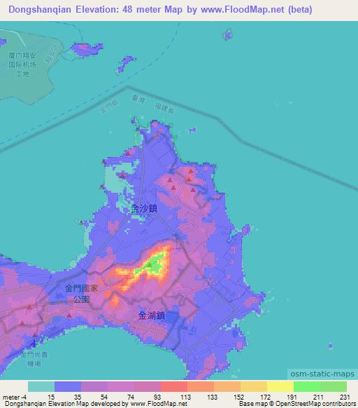 Dongshanqian,Taiwan Elevation Map