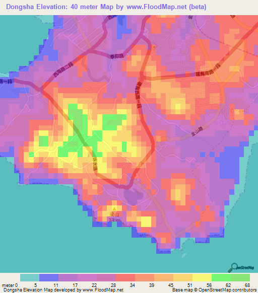 Dongsha,Taiwan Elevation Map