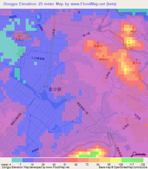 Dongpu,Taiwan Elevation Map