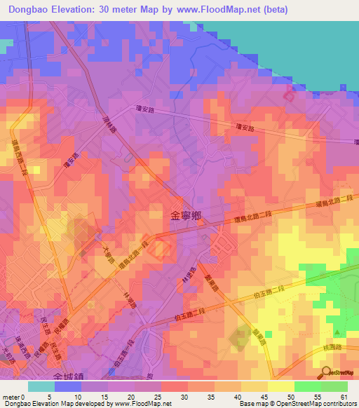 Dongbao,Taiwan Elevation Map