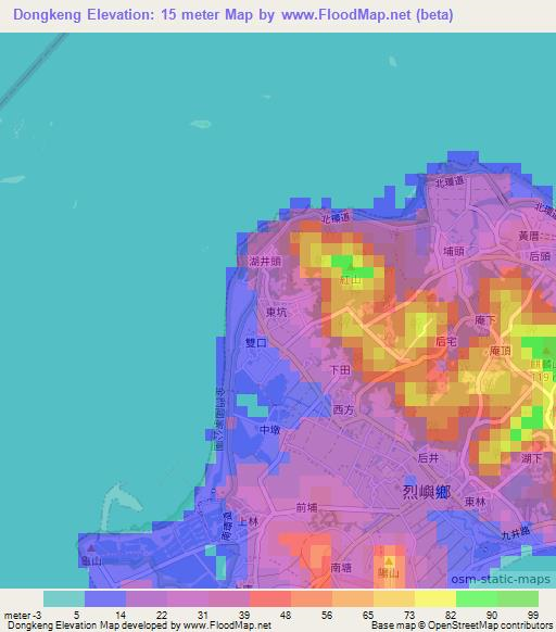 Dongkeng,Taiwan Elevation Map